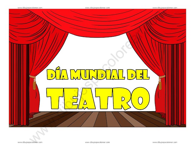 Día mundial del Teatro dibujo a color y para colorear